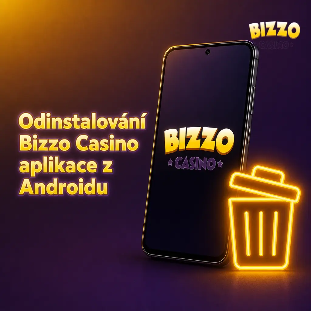 Odinstalování aplikace Bizzo Casino z Androidu podržením ikony a potvrzením volby Odinstalovat