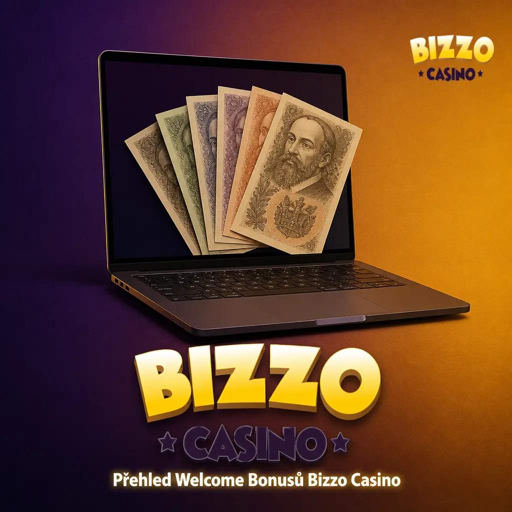 Tabulka Bizzo Casino welcome bonusu: 125 % až 31 250 CZK, free spiny, min. vklad 500 CZK, wagering 35x