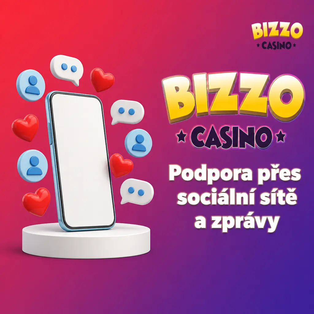 Oficiální profily Bizzo casino na sociálních sítích pro dotazy, novinky a podporu hráčů